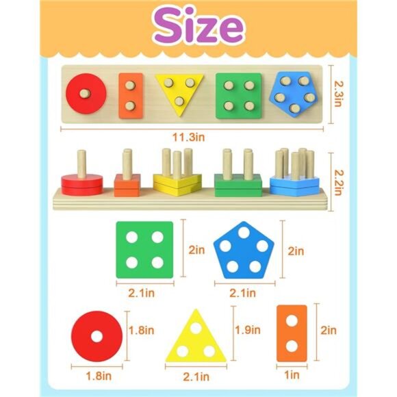 Toys for 1 2 3 Year Old Boy Girl, Toys for Ages 2-4 Toddlers Kids - Picture 6 of 7